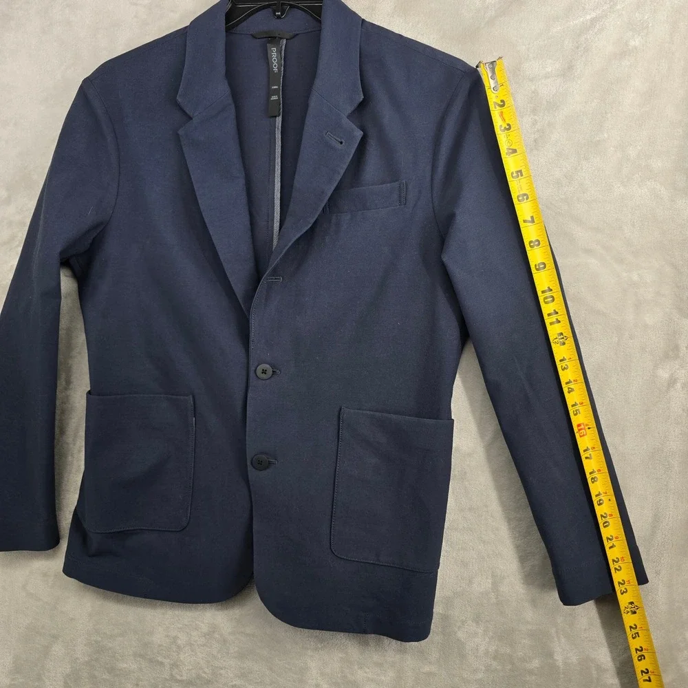 PROOF Mens XS Blue 72 Hour‎ Merino Wool Blend Blazer Jacket Modern Fit